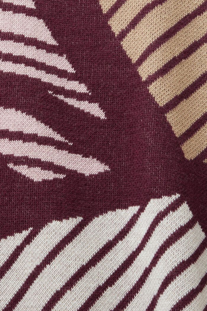 Jacquard trui met korte mouwen, biologisch katoen, AUBERGINE, detail image number 5