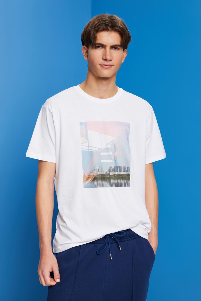 Katoenen T-shirt met print, WHITE, detail image number 0