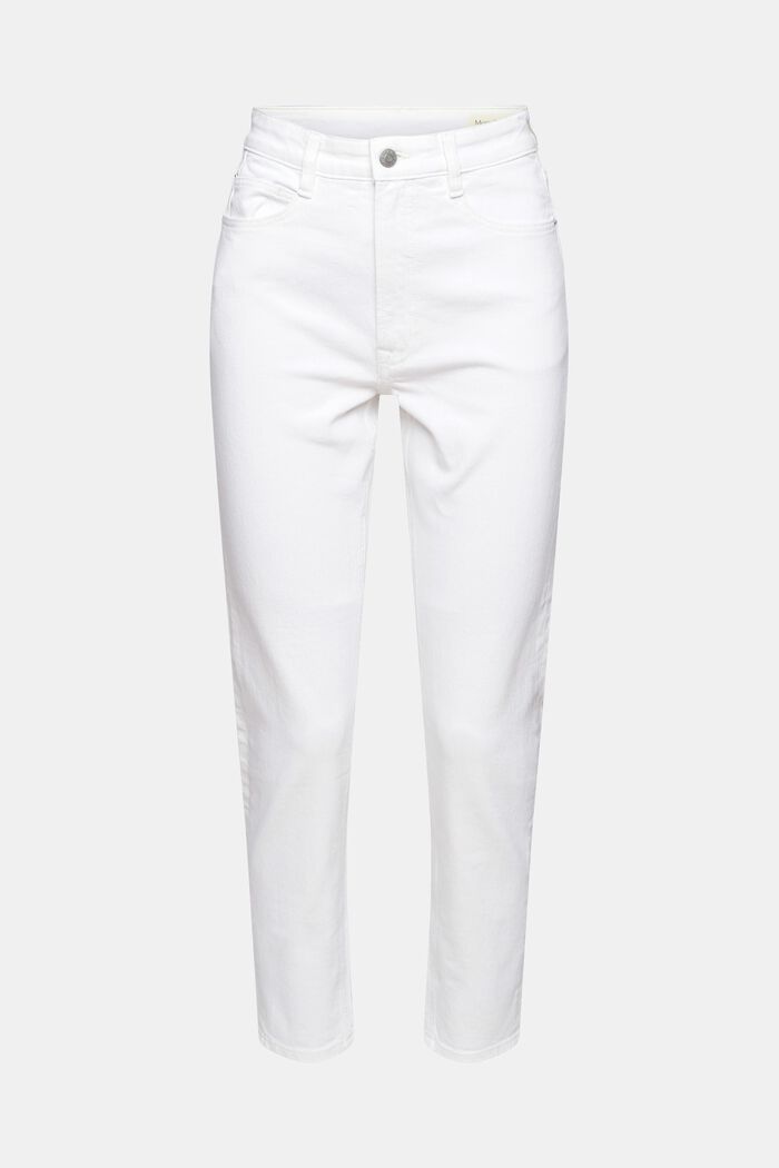 Mom-jeans van katoen, WHITE, overview