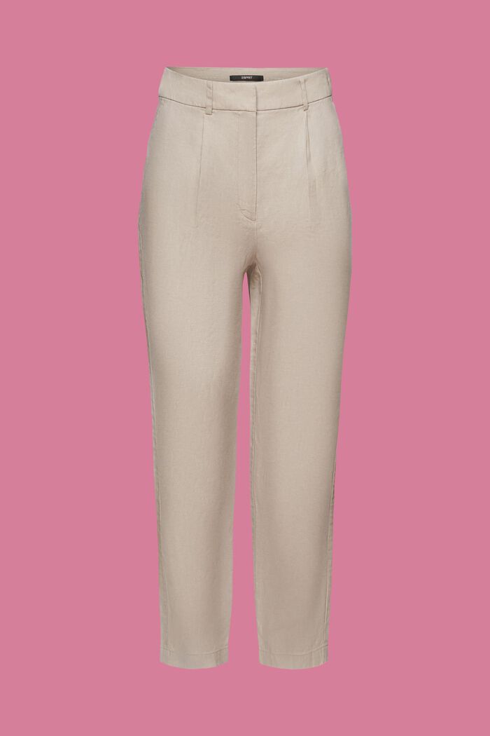 Cropped linnen broek, LIGHT TAUPE, detail image number 6