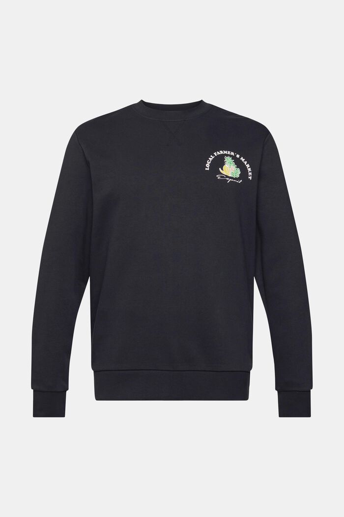 Sweatshirt met print op de borst, BLACK, detail image number 5
