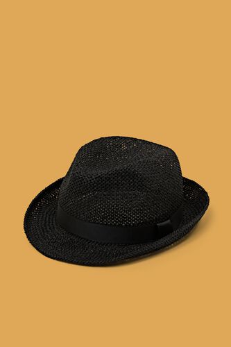 Zwart Geweven trilby hoed