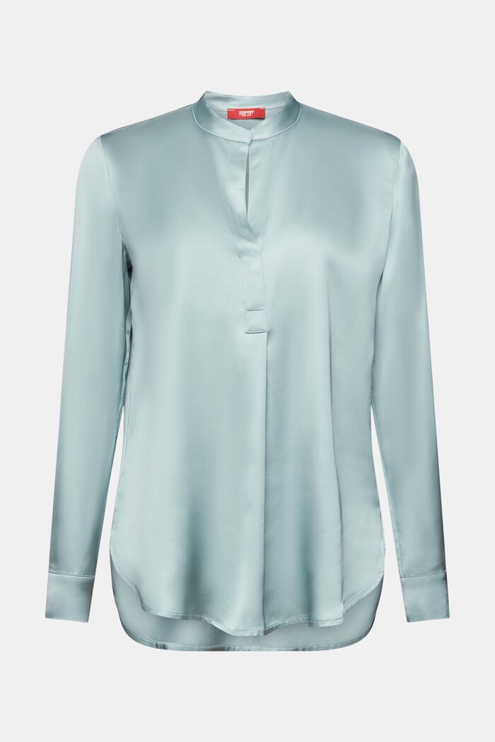 Satijnen blouse met V-hals, LIGHT AQUA GREEN, detail image number 7
