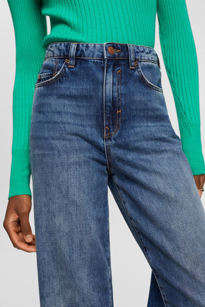 High-rise jeans met wijde pijpen, BLUE DARK WASHED, detail image number 2