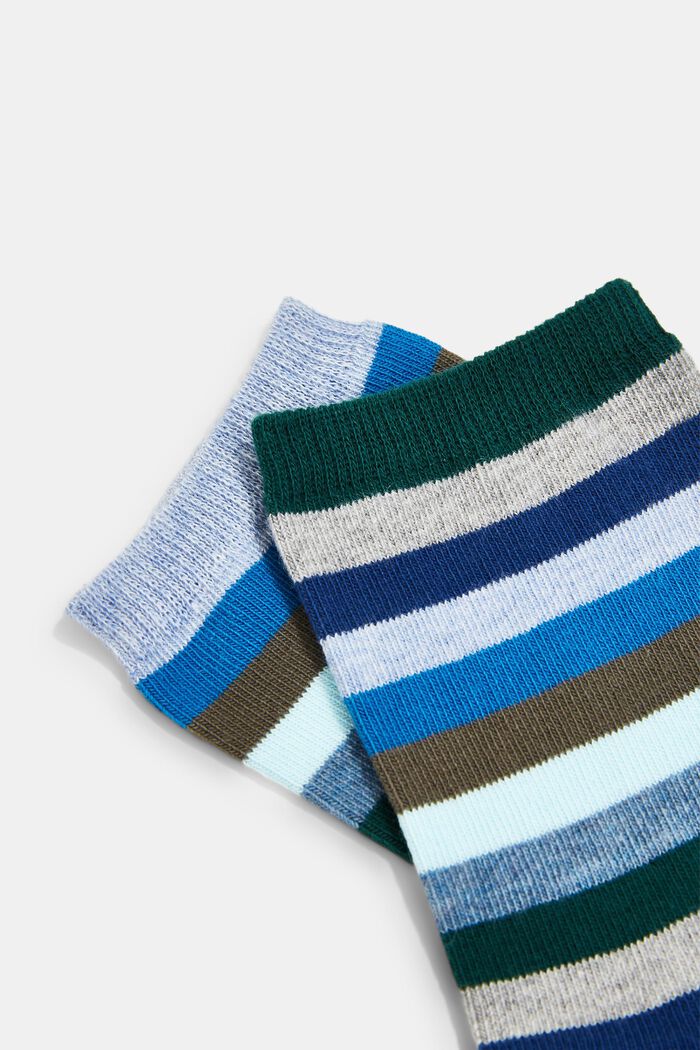 Set van twee paar gestreepte sokken, mix van biologisch katoen, PINE, detail image number 1