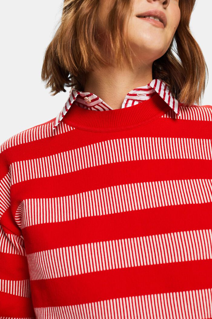 Jacquard trui met ronde hals en strepen, RED, detail image number 3