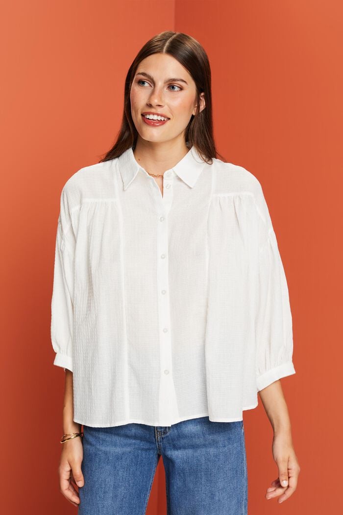 Oversized blouse, 100% katoen, WHITE, detail image number 0