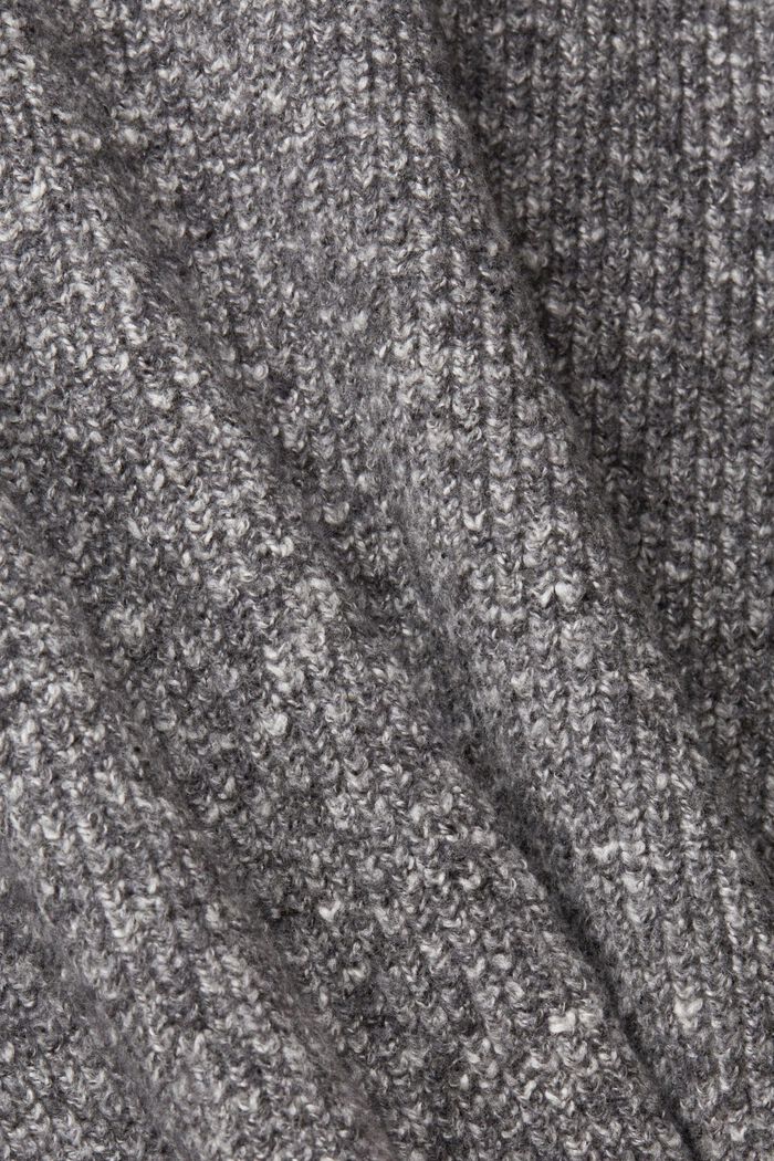 Jurk van een gestructureerd breisel met wol, GUNMETAL, detail image number 5
