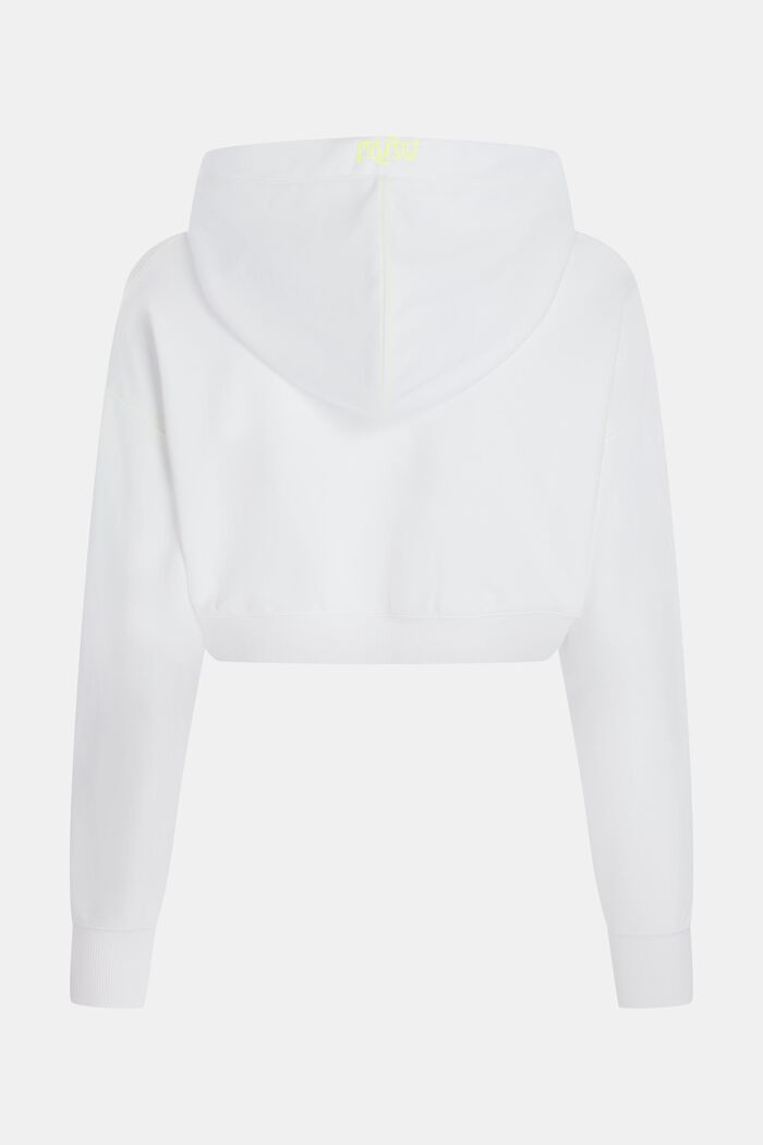Cropped hoodie met neonkleurig logo, WHITE, detail image number 5