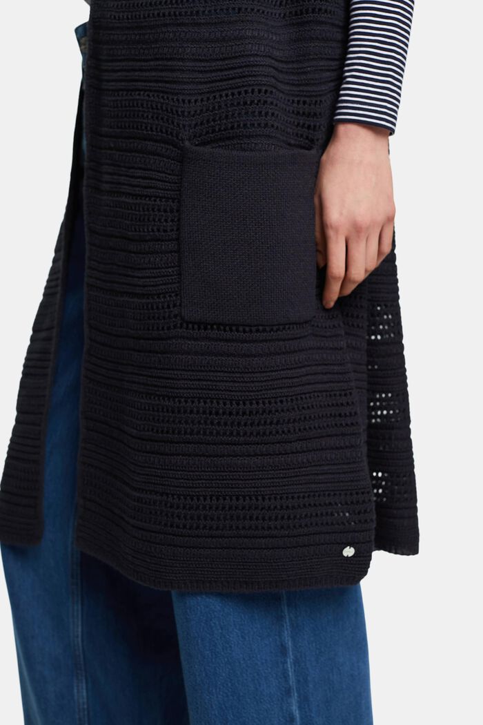 Mouwloos vest in een gehaakt design, NAVY, detail image number 1