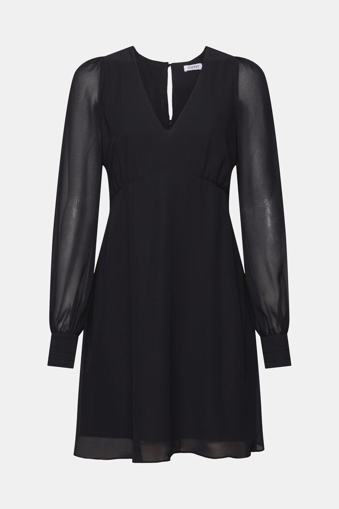 Chiffon mini-jurk met V-hals, BLACK, detail image number 6