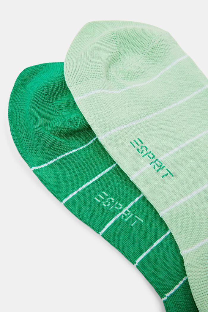 Set van 2 paar gestreepte, grofgebreide sokken, GREEN/MINT, detail image number 2