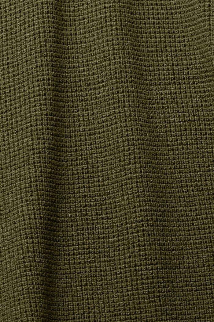 Gebreide trui in een los model met V-hals, KHAKI GREEN, detail image number 1
