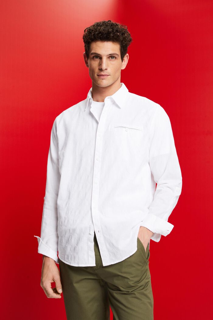 Gestructureerd katoenen overhemd, WHITE, detail image number 0