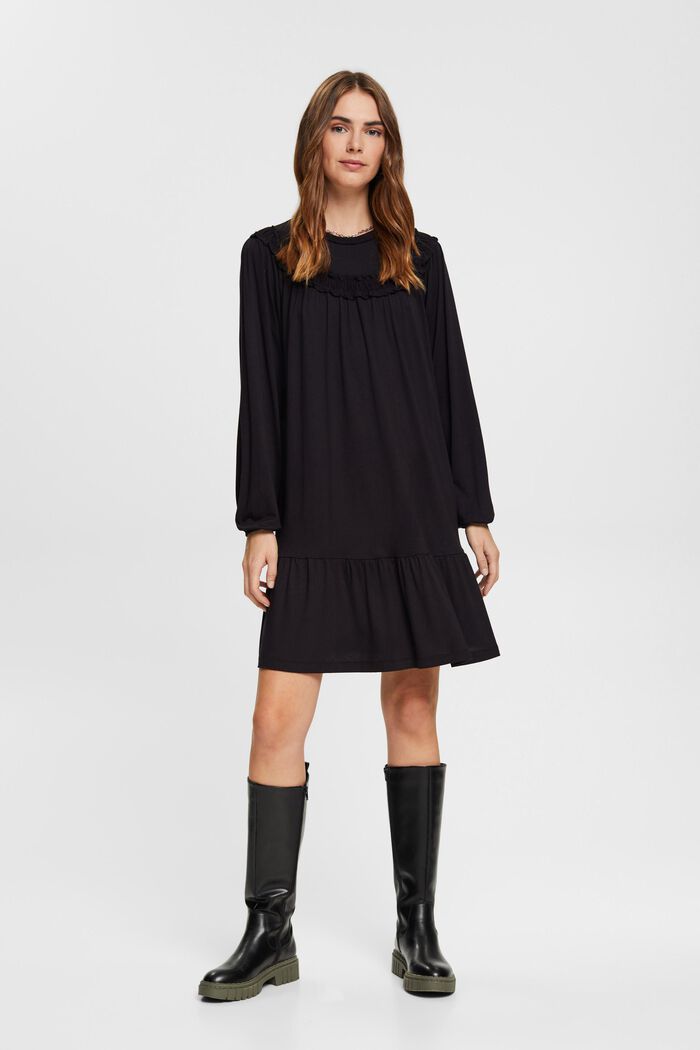 Gebreide mini-jurk, LENZING™ ECOVERO™, BLACK, detail image number 4