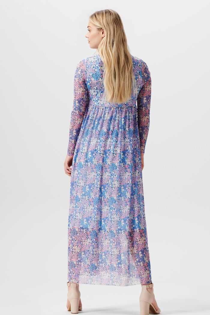 Mesh maxi-jurk met bloemenprint all-over, LIGHT BLUE, detail image number 1