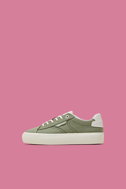 Canvas sneakers met plateauzool, KHAKI GREEN, overview