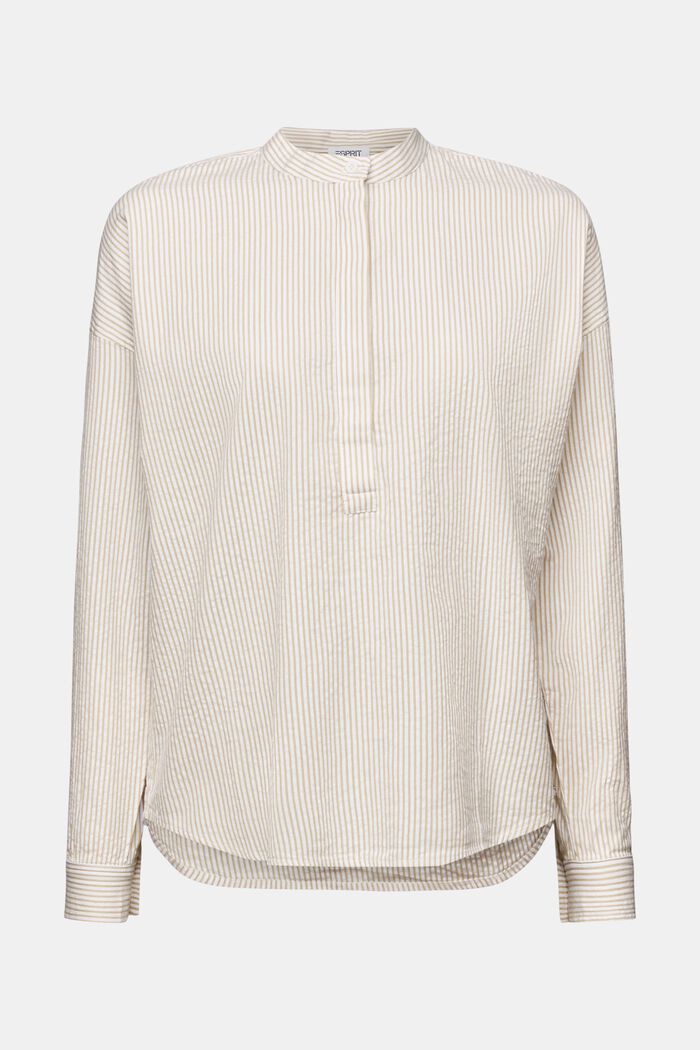 Gestreepte blouse met lange mouwen, BEIGE, detail image number 5