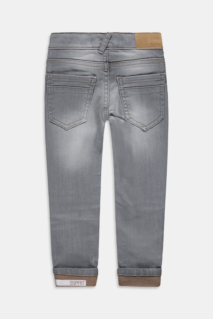 Jeans met variabele omslagen en verstelbare band, GREY DARK WASHED, detail image number 1