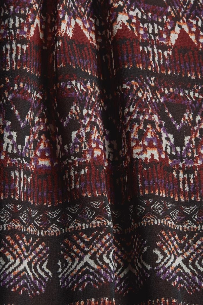 Gerecycled: chiffon jurk met etnische print., GARNET RED, detail image number 4