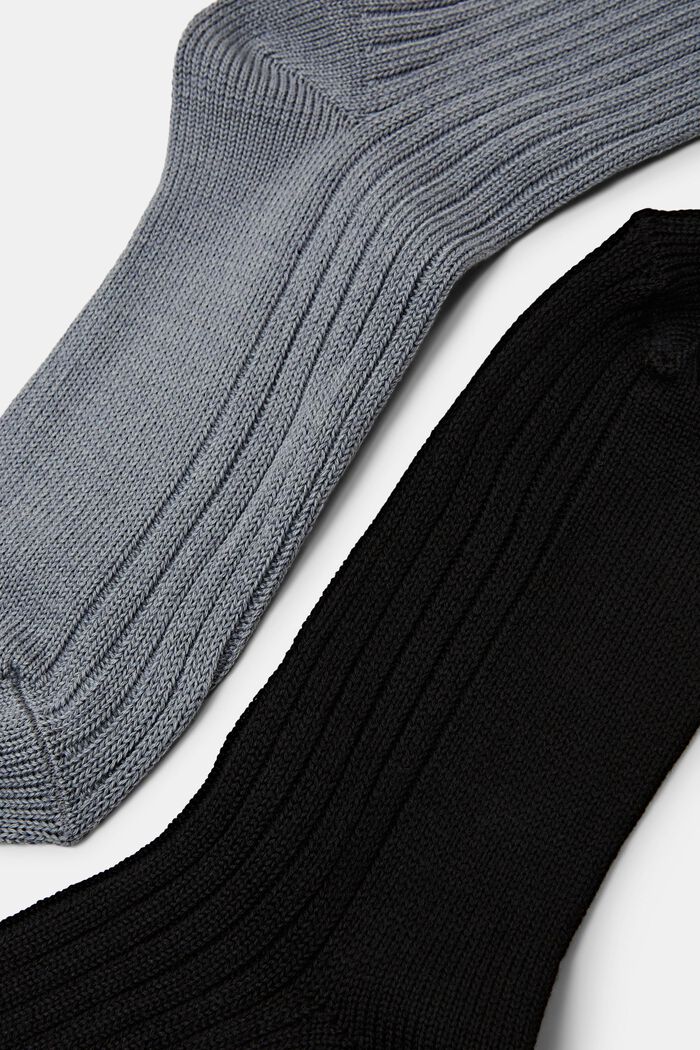 2-pak ribgebreide sokken, GREY/BLACK, detail image number 2