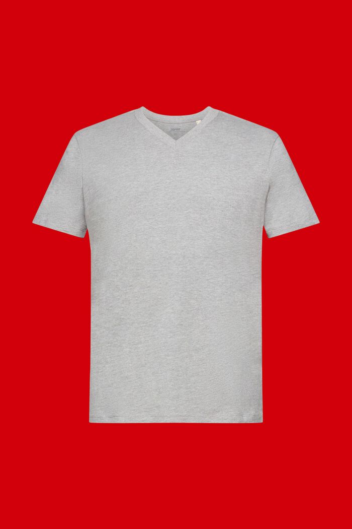 Slim fit jersey T-shirt met V-hals, MEDIUM GREY, detail image number 6