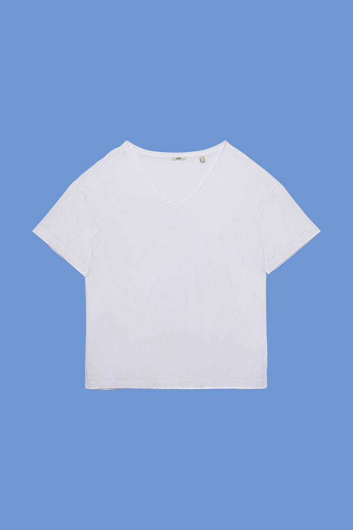 CURVY T-shirt met V-hals, TENCEL™, WHITE, detail image number 6