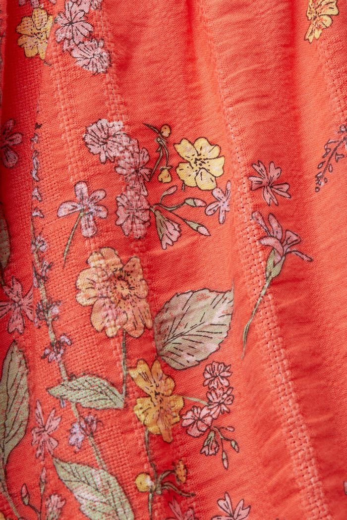 Katoenen knielange jurk met bloemetjesprint, CORAL ORANGE, detail image number 5