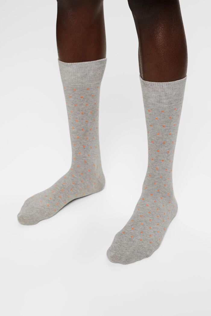 2 paar grofgebreide sokken met stippen, GREY/NAVY, detail image number 1