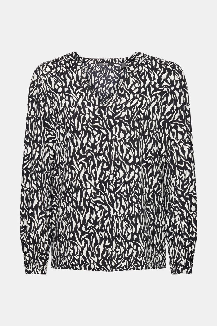 Crêpe blouse met all-over motief, NEW BLACK, detail image number 5