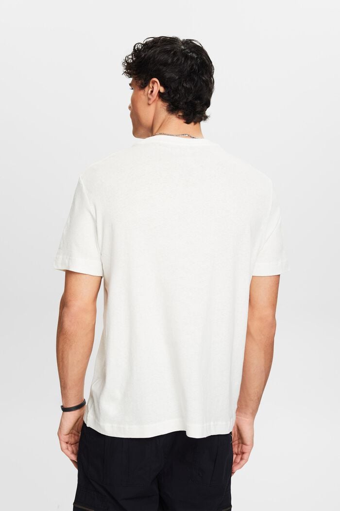 T-shirt van katoen en linnen, OFF WHITE, detail image number 2