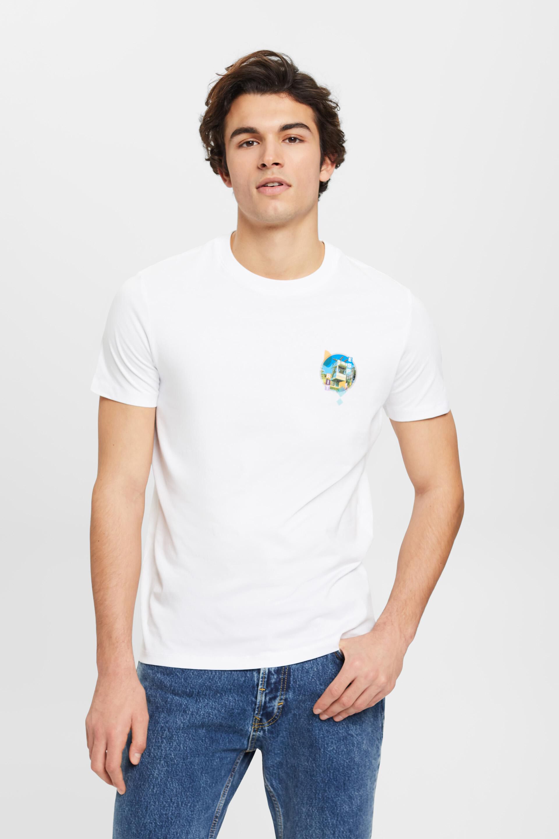 Wit Katoenen T-shirt met slim fit en kleine borstprint