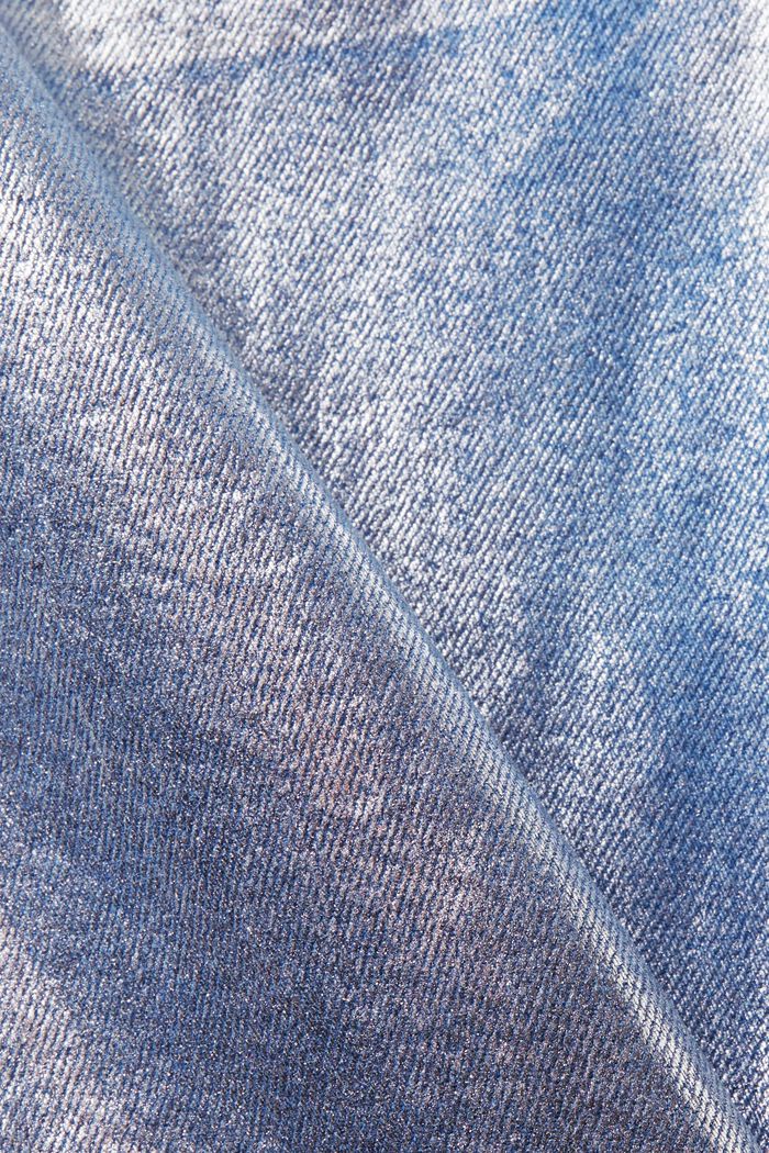 Metallic straight fit jeans met coating, GREY RINSE, detail image number 5