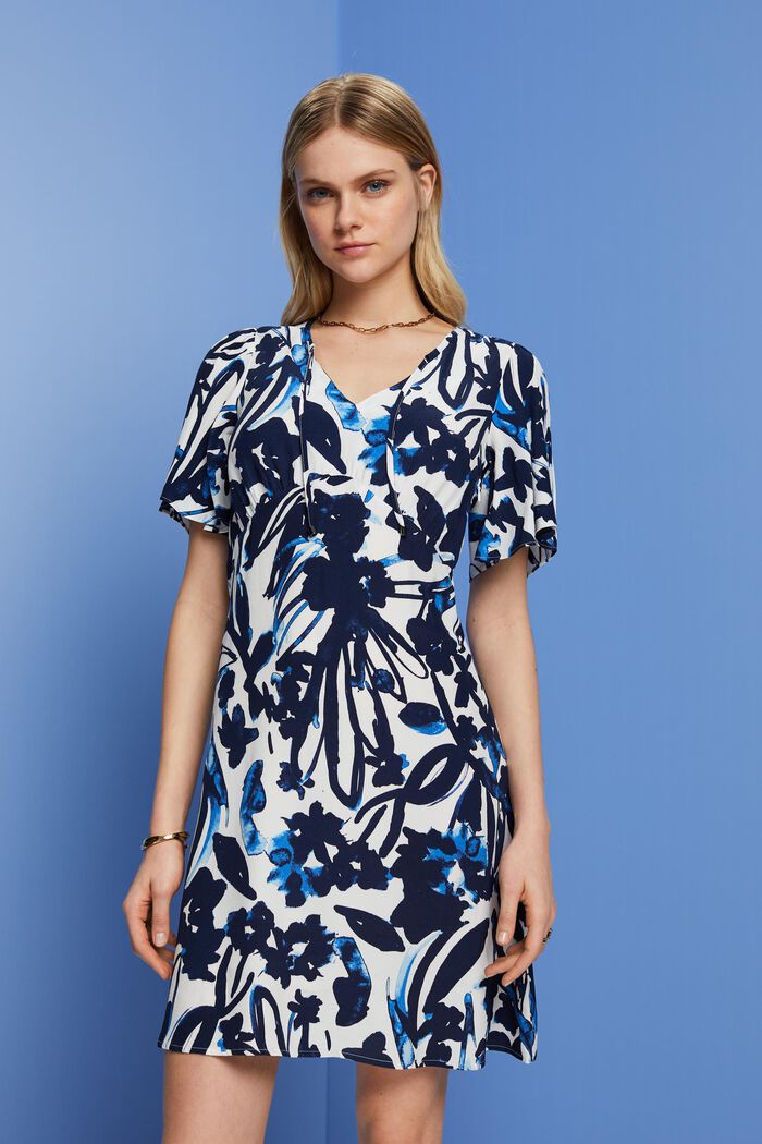 Mini-jurk met motief, LENZING™ ECOVERO™, DARK BLUE, detail image number 0