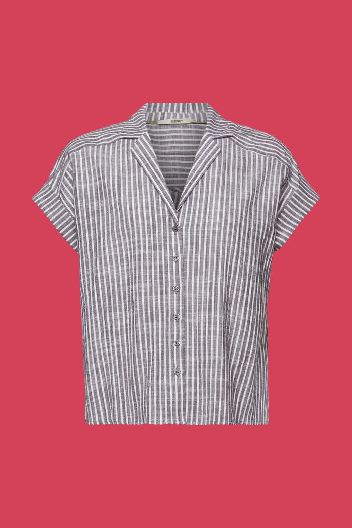 Gestreepte blouse met korte mouwen, 100% katoen, ANTHRACITE, detail image number 6