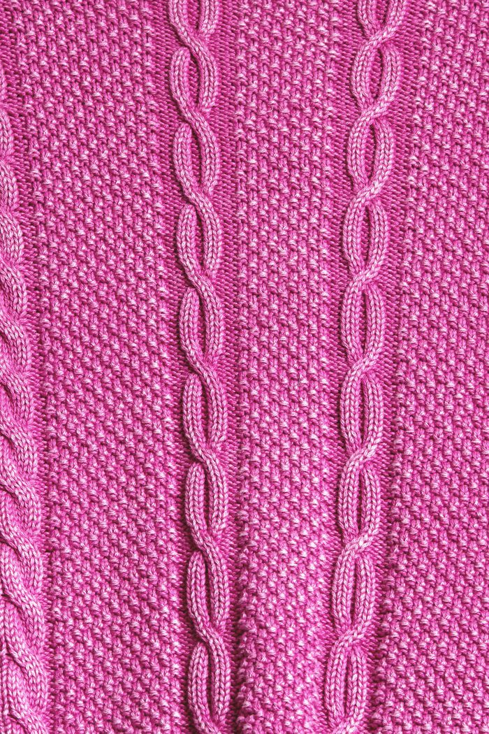 Vest met kabelpatroon, PINK FUCHSIA, detail image number 4