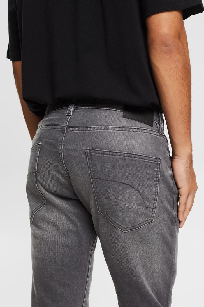 Jogger jeans met een denim look van een katoenmix, GREY MEDIUM WASHED, detail image number 3