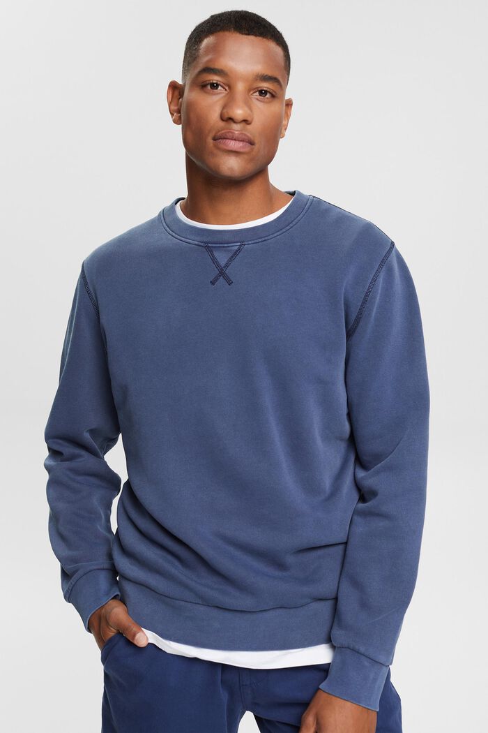 Effen sweatshirt met regular fit, NAVY, detail image number 0