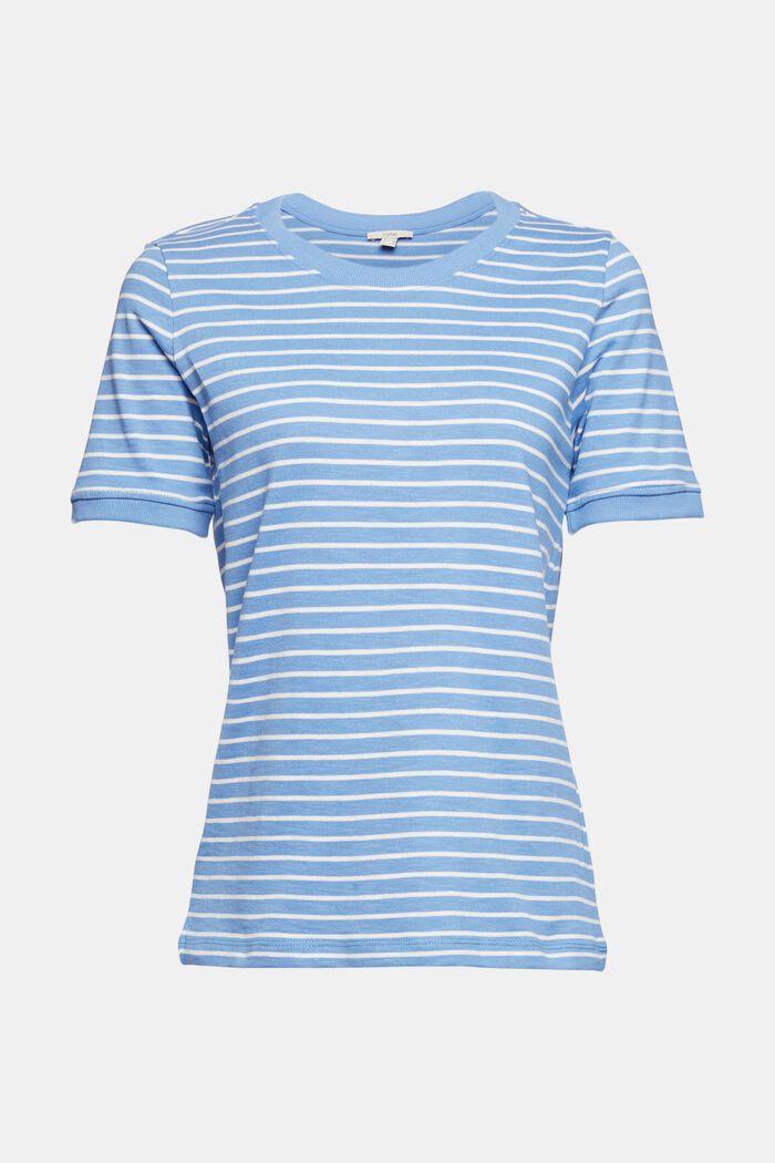 T-shirt met strepen, 100% katoen, LIGHT BLUE LAVENDER, overview