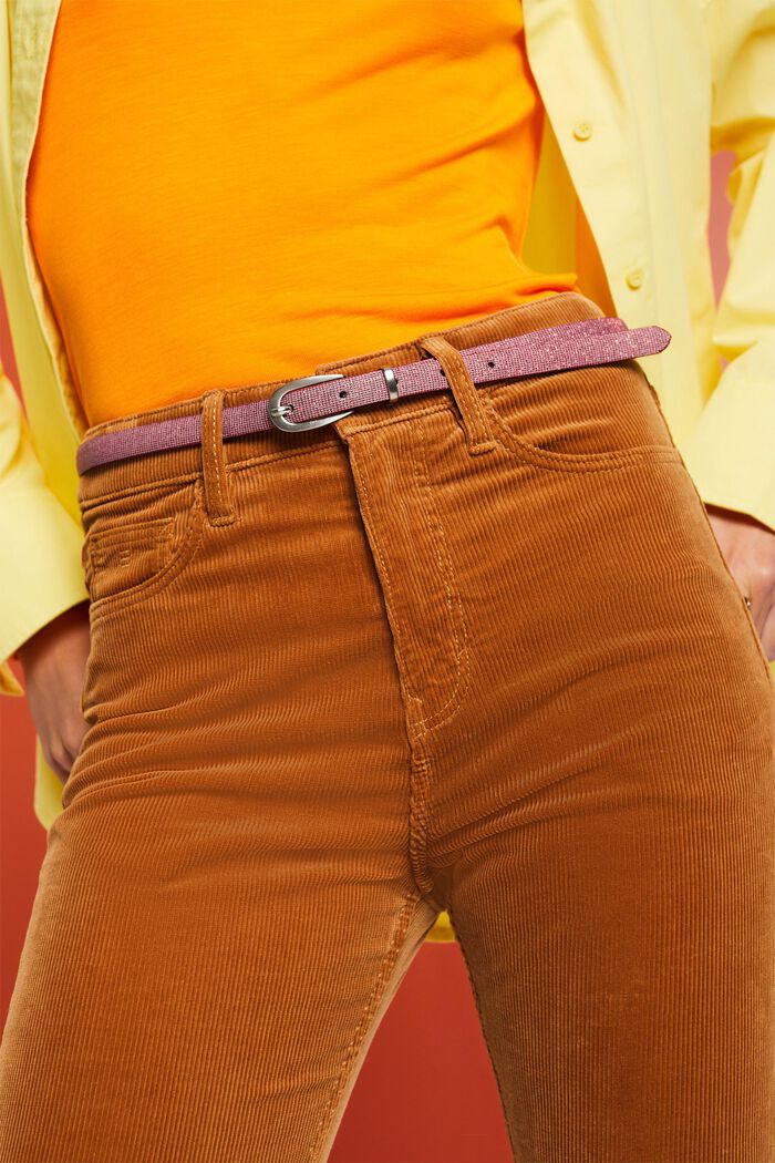Corduroy broek met hoge taille en rechte pijpen, CARAMEL, detail image number 1