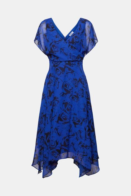 Chiffon maxi-jurk met V-hals en print