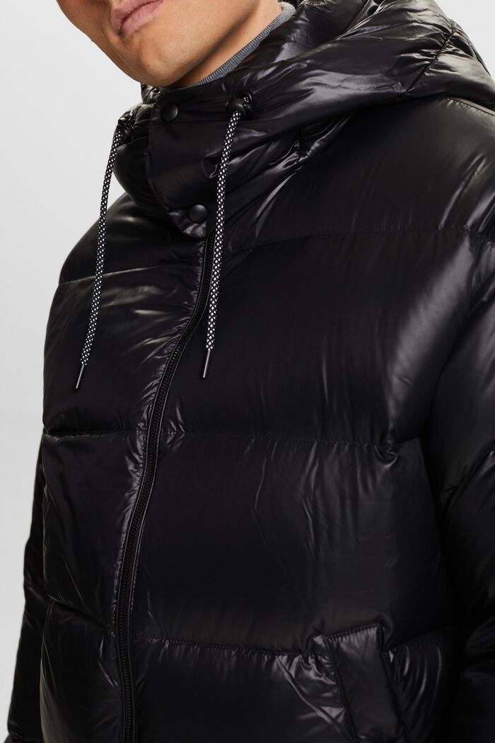 Glanzende gewatteerde jas met dons, BLACK, detail image number 1