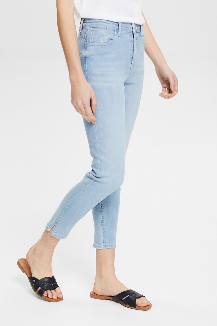 Jeans met hoge taille en zoomsplitten, BLUE LIGHT WASHED, detail image number 0
