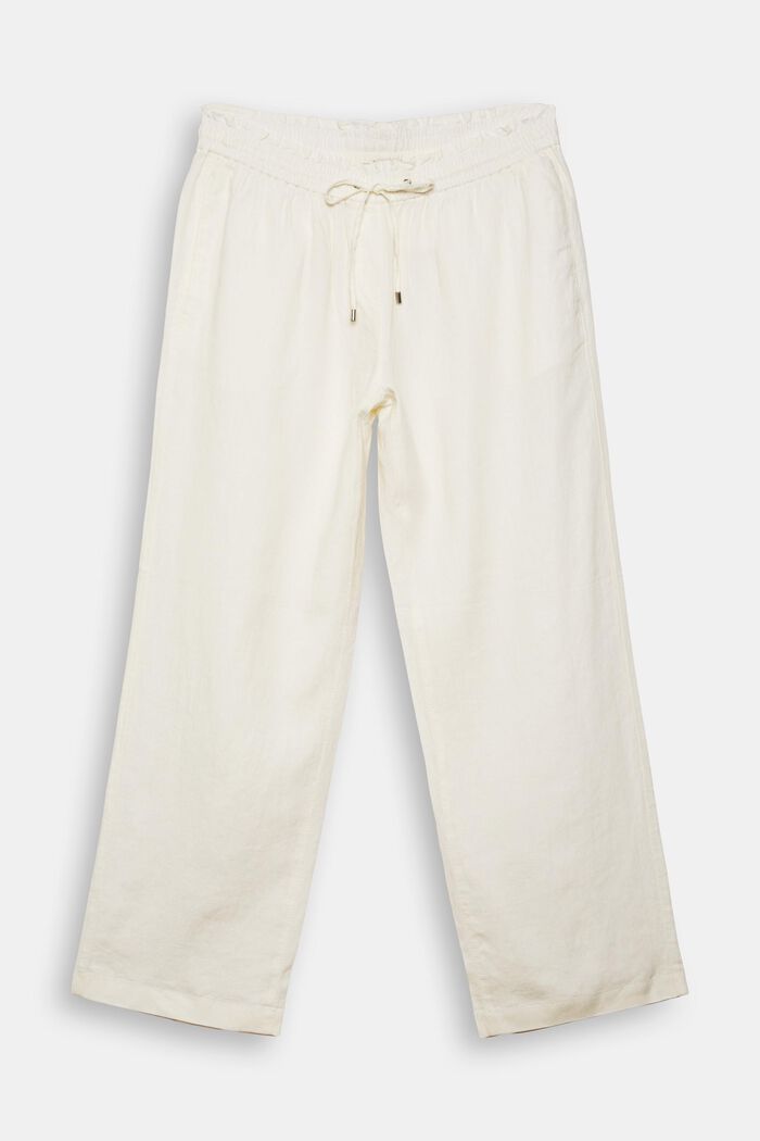 CURVY linnen broek met wijde pijpen, OFF WHITE, detail image number 0