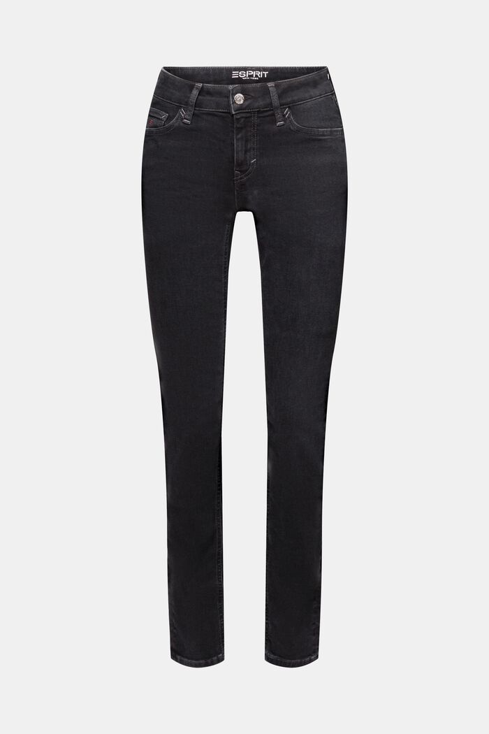 Gerecycled: slim fit-jeans met stretch, BLACK RINSE, detail image number 7