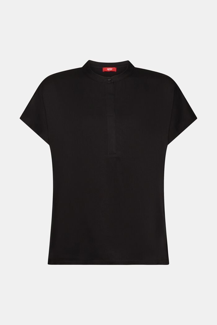 T-shirt van een materiaalmix, BLACK, detail image number 6