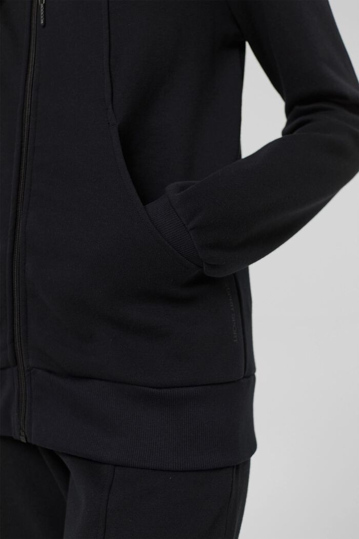 Sweatshirt met rits, katoenmix, BLACK, detail image number 2