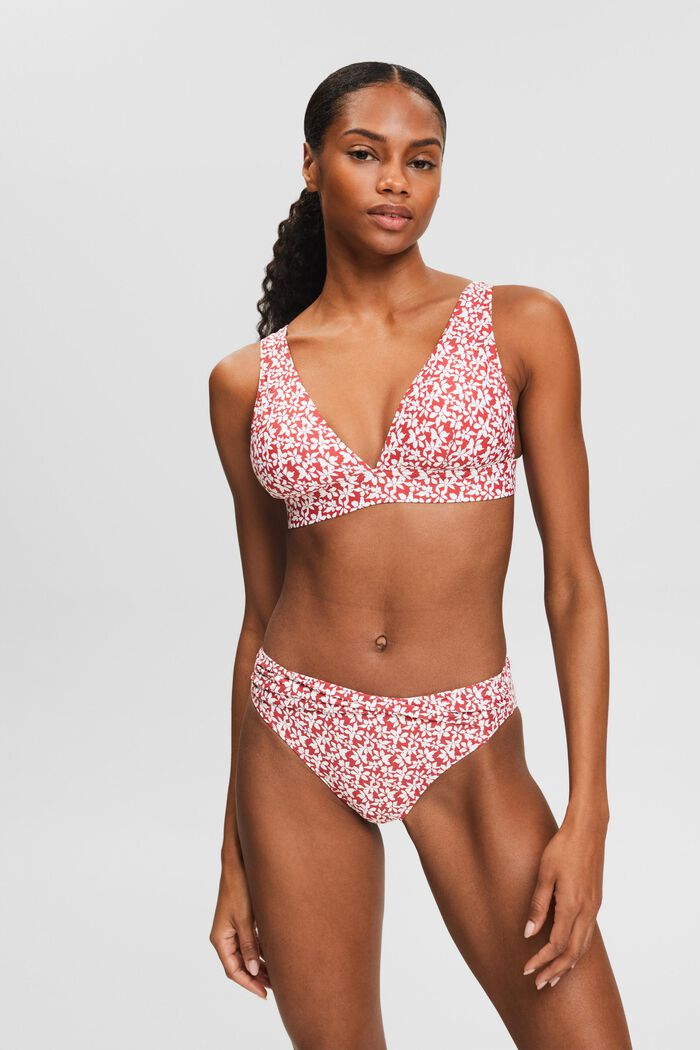 Gewatteerde bikinitop met print, DARK RED, detail image number 0