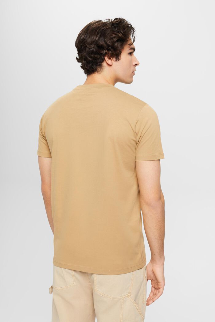 T-shirt met ronde hals van zuiver katoen, BEIGE, detail image number 3