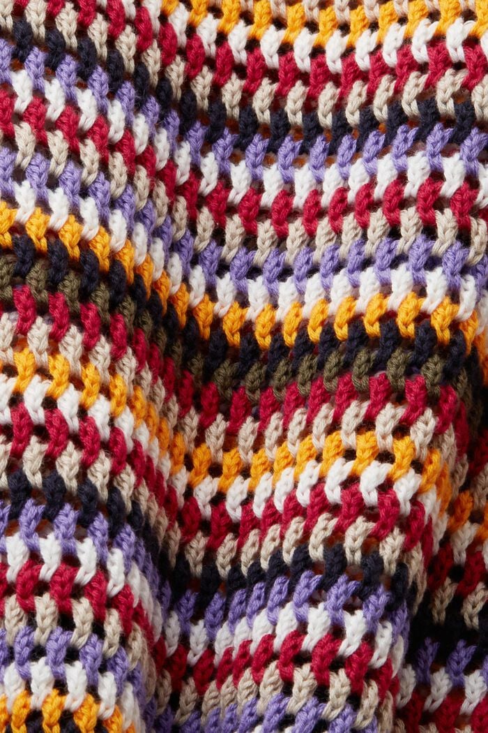 Licht cropped, katoenen trui met gestreepte mesh, PURPLE, detail image number 4